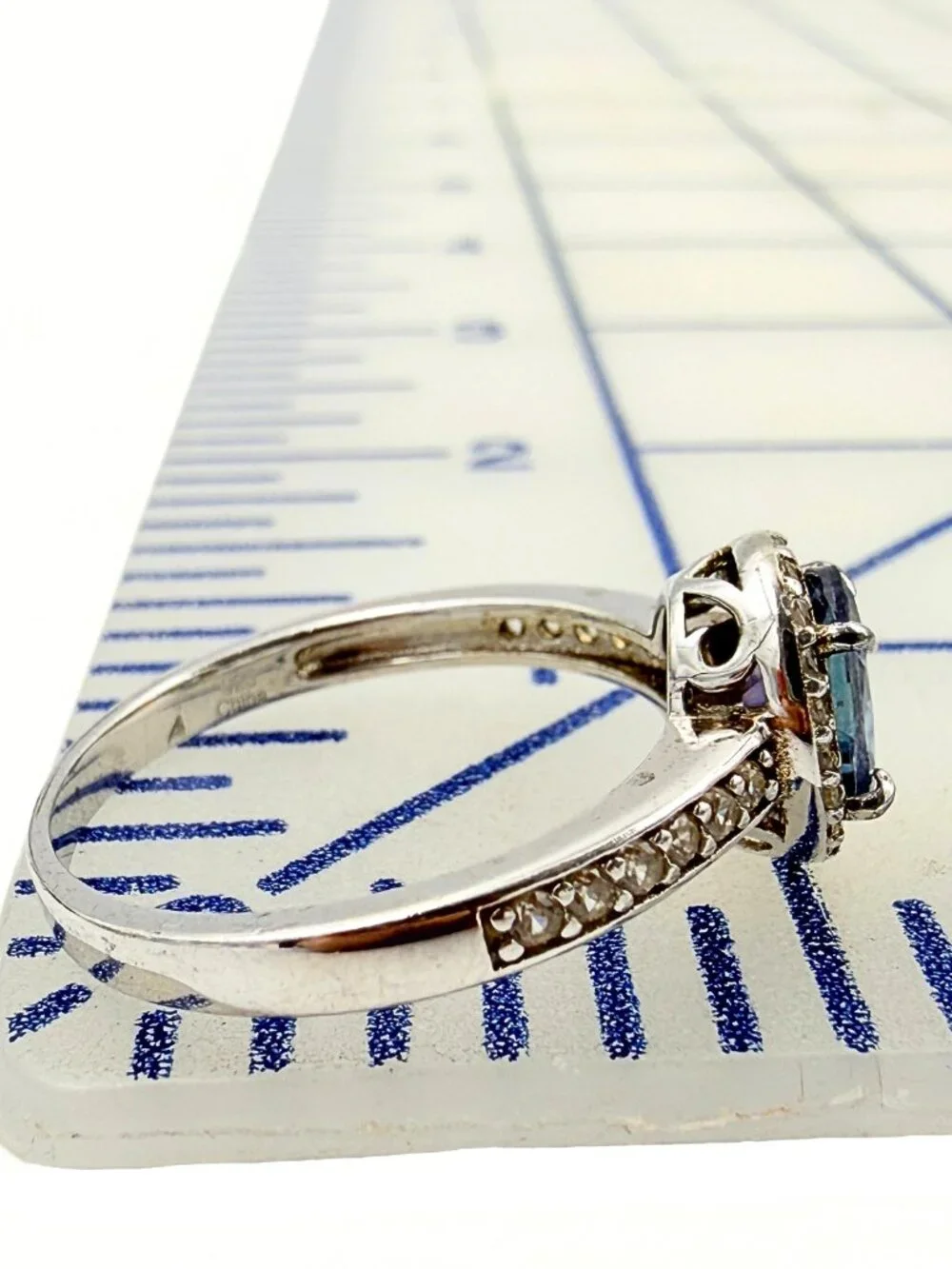 Regal Marked Sterling Silver Amethyst Halo Cocktail Ring Sz 10